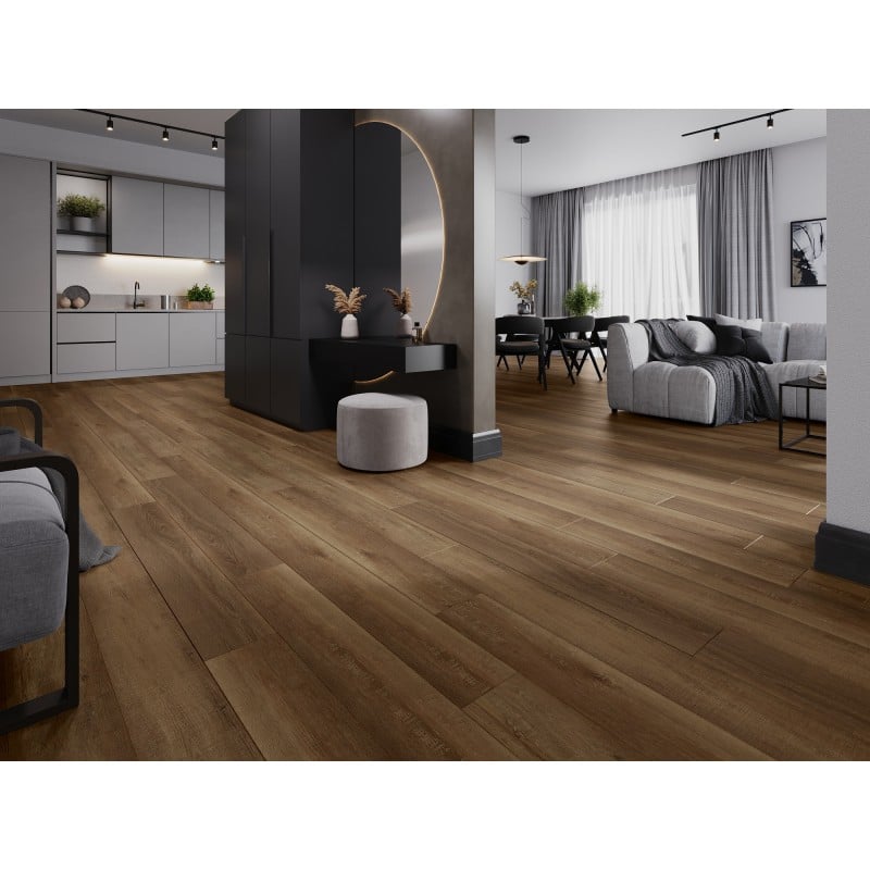Mexen Queen Creek Probe von SPC-Vinylpaneelen 6,5 mm, IXPE-Unterlage 1,5 mm, 4 V-Fuge, Eiche - F1013-S