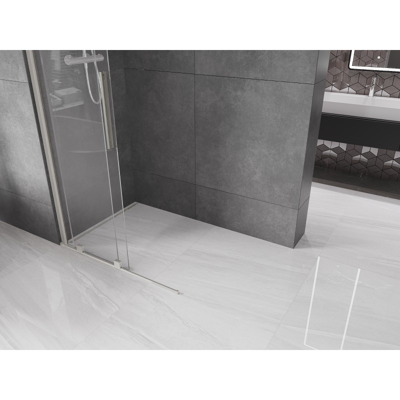 Mexen Velar Schiebeduschelement Walk-in 70 x 200 cm, transparent 8 mm, gebürsteter Nickel - 871-070-000-03-97