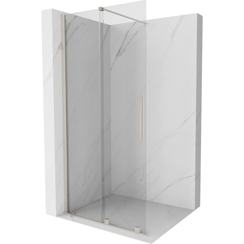 Mexen Velar Schiebeduschwand Walk-in 100 x 200 cm, transparent 8 mm, gebürstetes Nickel - 871-100-000-03-97