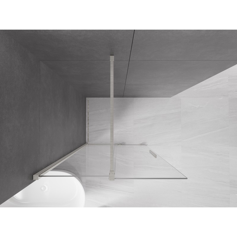 Mexen Velar Schiebetür-Duschwand Walk-in 80 x 200 cm, transparent 8 mm, gebürstetes Nickel - 871-080-000-03-97