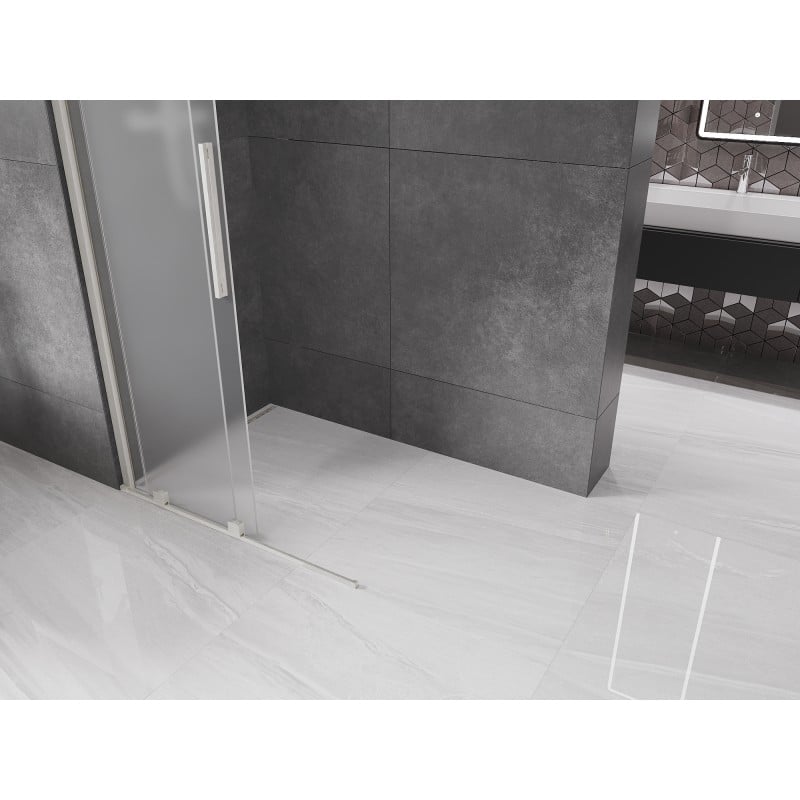 Mexen Velar Duschwand Schiebetür Walk-in 90 x 200 cm, Mattglas 8 mm, gebürsteter Nickel - 871-090-000-33-97