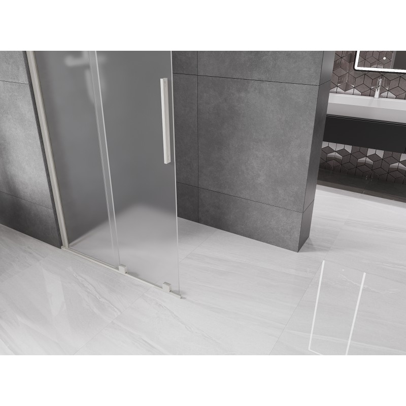 Mexen Velar Duschtrennwand Schiebetür Walk-in 75 x 200 cm, satiniert 8 mm, gebürsteter Nickel - 871-075-000-33-97
