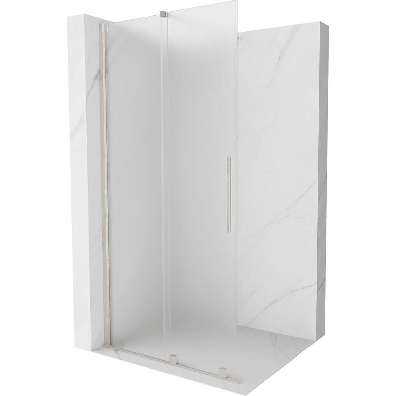 Mexen Velar Schiebeduschwand Walk-in 110 x 200 cm, Mattglas 8 mm, Gebürsteter Nickel - 871-110-000-33-97