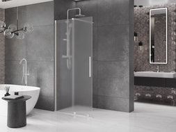 Mexen Velar Duschwand Schiebetür Walk-in 90 x 200 cm, Mattglas 8 mm, gebürsteter Nickel - 871-090-000-33-97