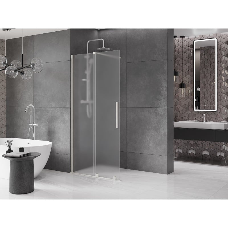 Mexen Velar Walk-in Duschwand zum Schieben 80 x 200 cm, mattiert 8 mm, gebürsteter Nickel - 871-080-000-33-97