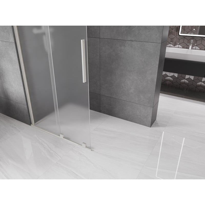 Mexen Velar Duschwand verschiebbar Walk-in 85 x 200 cm, satiniert 8 mm, gebürsteter Nickel - 871-085-000-33-97