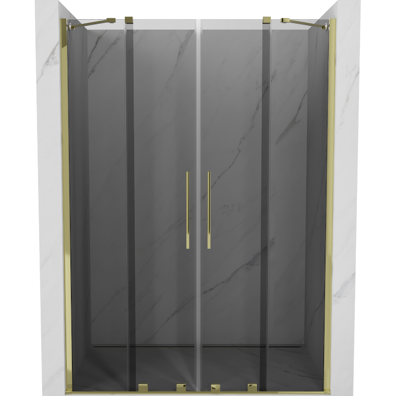 Mexen Velar Duo Schiebeduschtür 140 cm, Graphit, Gold - 871-140-000-42-50