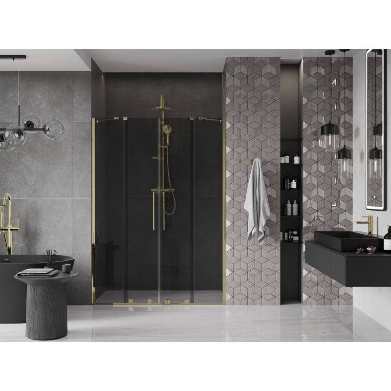 Mexen Velar Duo Schiebeduschtür 150 cm, graphit, gold - 871-150-000-42-50