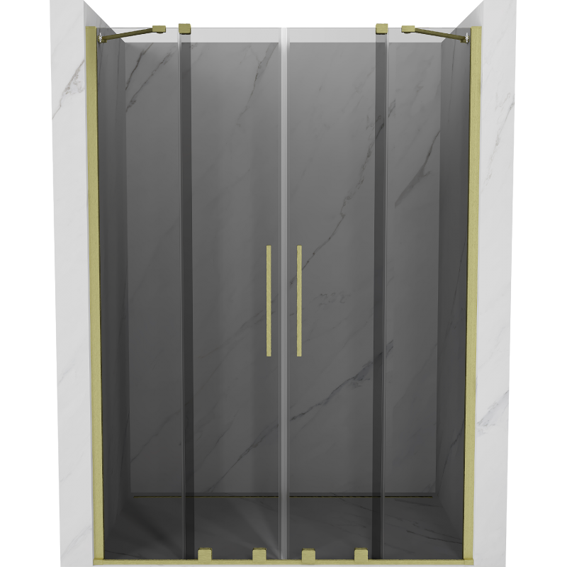 Mexen Velar Duo Schiebeduschtür 140 cm, grafit, gebürstetes Gold - 871-140-000-42-55