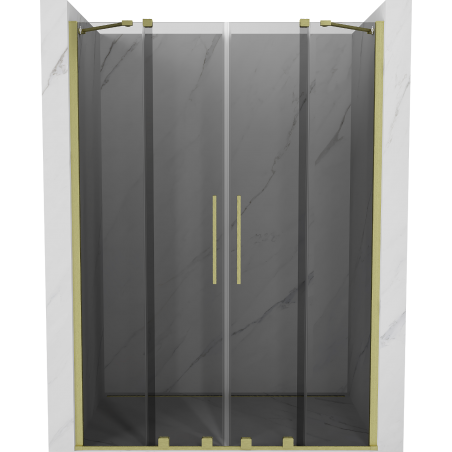 Mexen Velar Duo Schiebeduschtür 160 cm, Graphit, gebürstetes Gold - 871-160-000-42-55