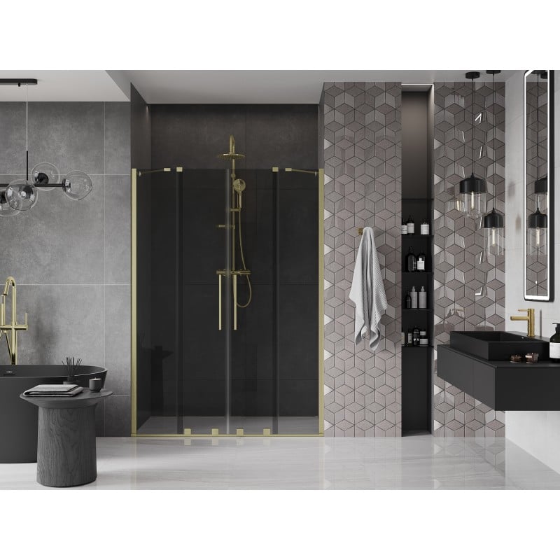 Mexen Velar Duo Duschtüren Schiebetür 150 cm, graphit, gold gebürstet - 871-150-000-42-55