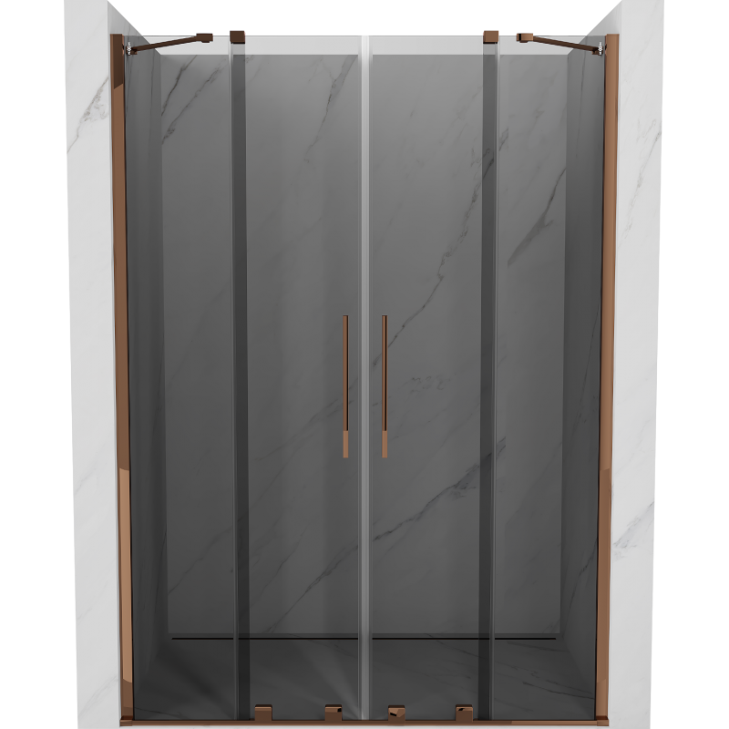 Mexen Velar Duo Schiebetür für Dusche 140 cm, Graphit, Roségold - 871-140-000-42-60