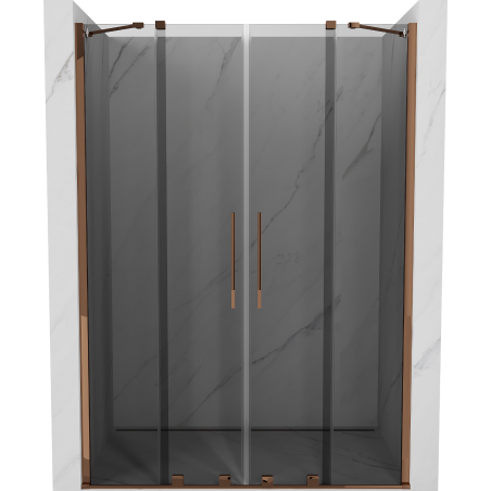 Mexen Velar Duo Schiebetüren Dusche 160 cm, Graphit, Roségold - 871-160-000-42-60