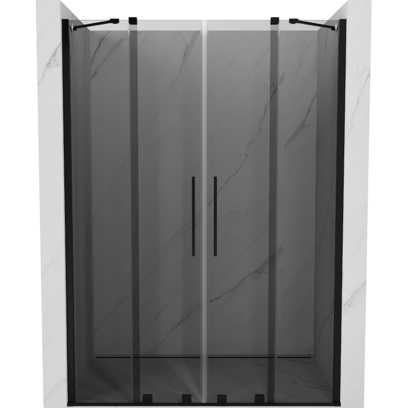 Mexen Velar Duo Schiebetür Duschkabine 140 cm, Graphit, Schwarz - 871-140-000-42-70