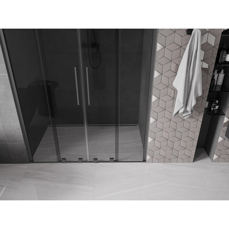 Mexen Velar Duo Schiebedusche Türen 150 cm, Grafit, Gun Metal - 871-150-000-42-95