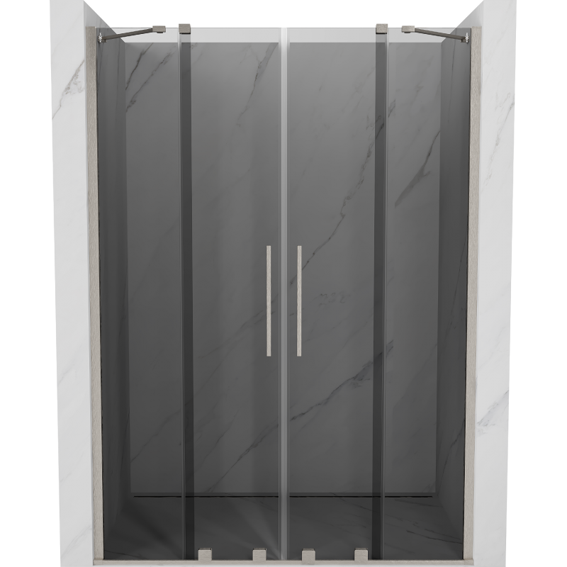 Mexen Velar Duo Schiebetür Dusche 150 cm, Graphit, gebürsteter Nickel - 871-150-000-42-97