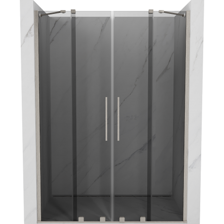 Mexen Velar Duo Schiebetür Duschwand 140 cm, Graphit, gebürsteter Nickel - 871-140-000-42-97