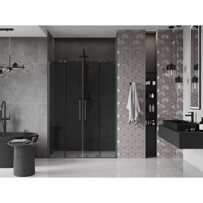 Mexen Velar Duo Schiebetüren für Dusche 140 cm, Graphit, Gun Metal - 871-140-000-42-95