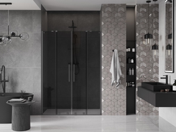 Mexen Velar Duo Schiebetüren für Dusche 140 cm, Graphit, Gun Metal - 871-140-000-42-95