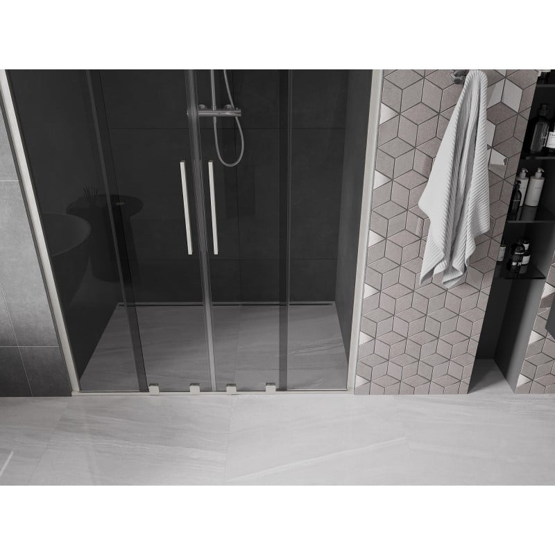 Mexen Velar Duo Schiebetür Dusche 150 cm, Graphit, gebürsteter Nickel - 871-150-000-42-97
