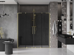 Mexen Velar L Duo Duschschiebetür 170 cm, Grafit, gebürstetes Gold - 871-170-003-42-55