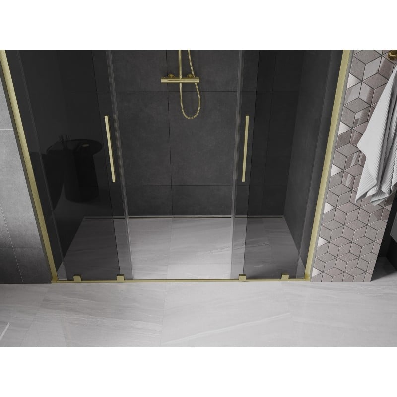 Mexen Velar L Duo Schiebetüren 180 cm, Grafit, gebürstetes Gold - 871-180-003-42-55