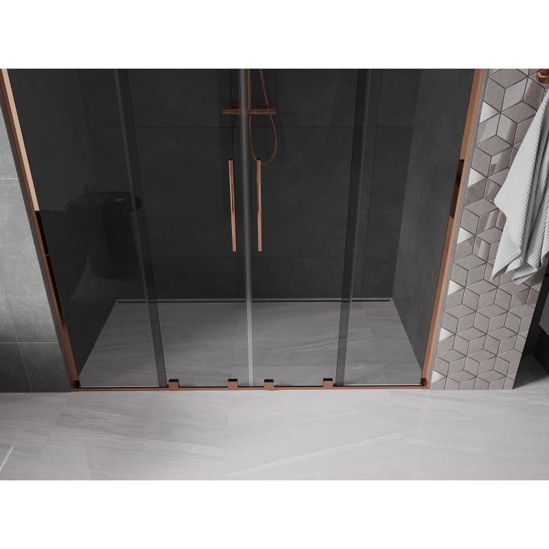 Mexen Velar L Duo Duschschiebetür 170 cm, Graphit, Roségold - 871-170-003-42-60