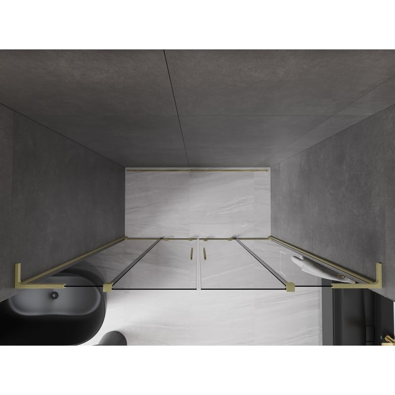 Mexen Velar L Duo Schiebeduschtüren 200 cm, graphit, gebürstetes Gold - 871-200-003-42-55