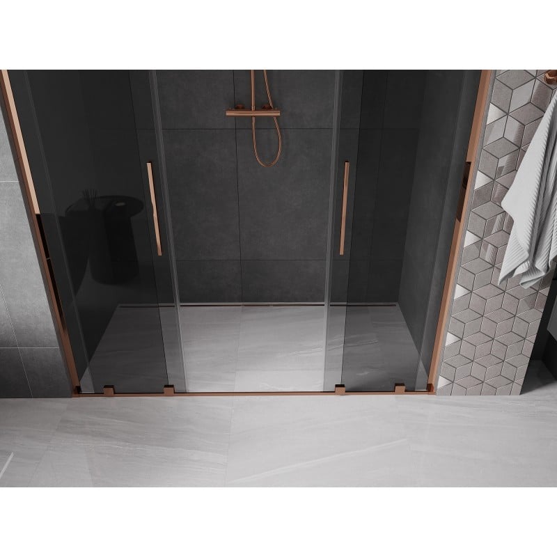 Mexen Velar L Duo Duschschiebetür 170 cm, Graphit, Roségold - 871-170-003-42-60