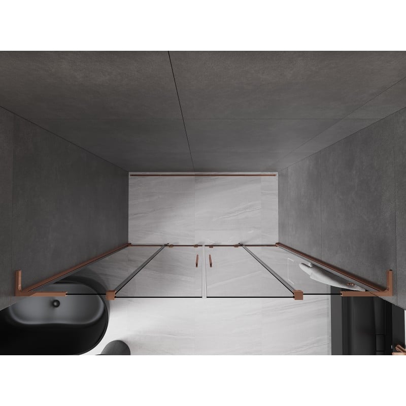 Mexen Velar L Duo Schiebetür Dusche 180 cm, Graphit, Roségold - 871-180-003-42-60