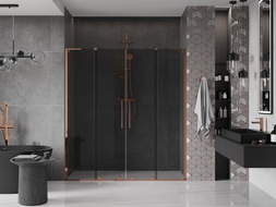 Mexen Velar L Duo Schiebetür-Duschwand 200 cm, Graphit, Roségold - 871-200-003-42-60