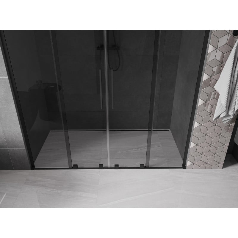 Mexen Velar L Duo Schiebetür für Dusche 200 cm, Grafit, Schwarz - 871-200-003-42-70