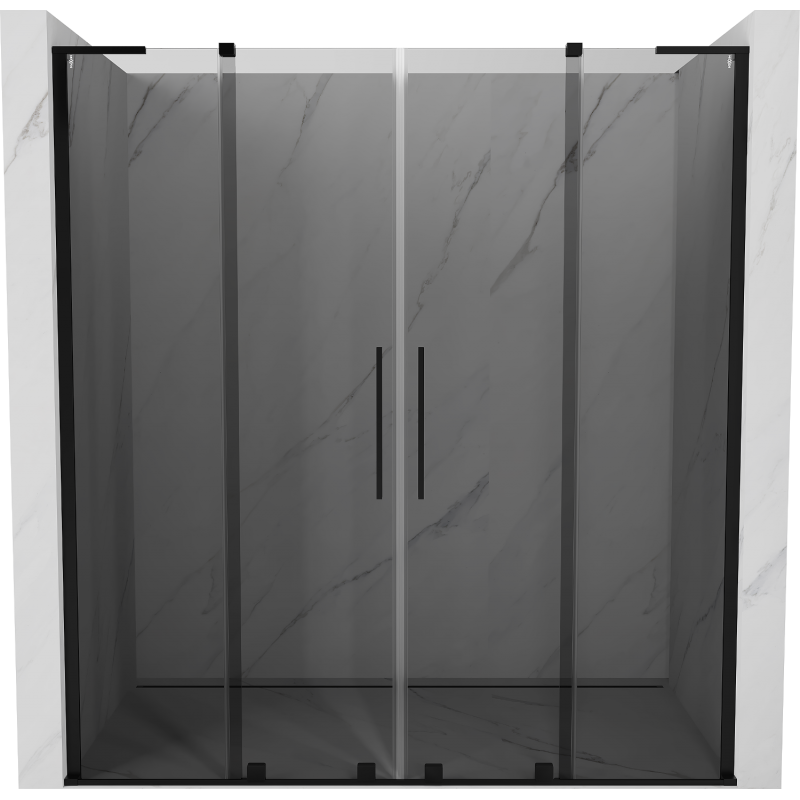 Mexen Velar L Duo Schiebetür für Dusche 200 cm, Grafit, Schwarz - 871-200-003-42-70