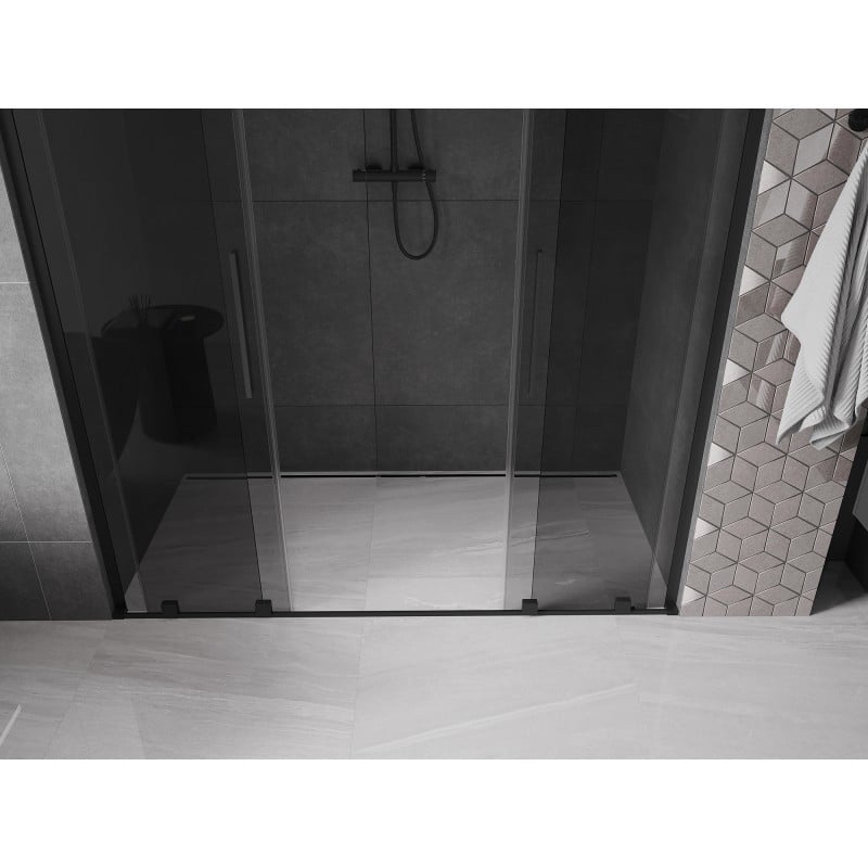 Mexen Velar L Duo Schiebetür für Dusche 200 cm, Grafit, Schwarz - 871-200-003-42-70