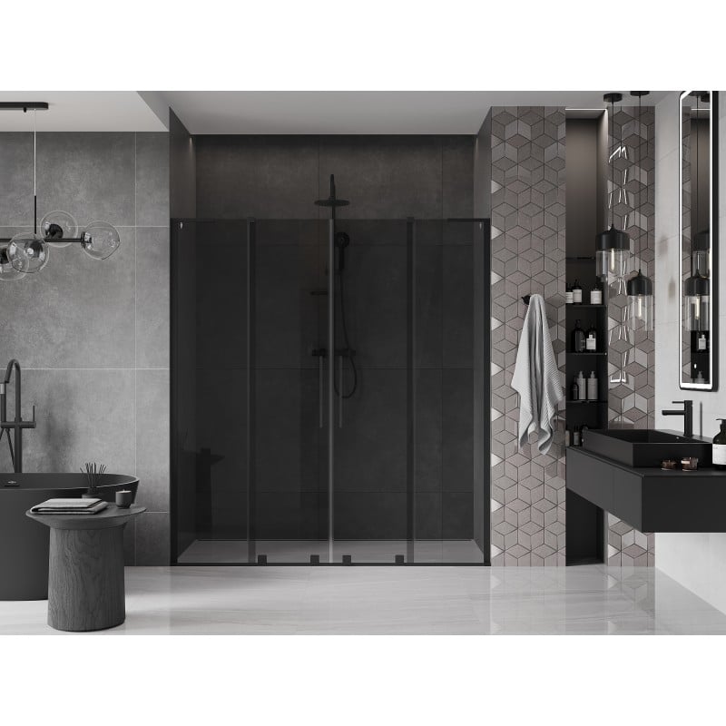 Mexen Velar L Duo Schiebetür für Dusche 200 cm, Grafit, Schwarz - 871-200-003-42-70