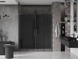 Mexen Velar L Duo Schiebetür Duschkabine 180 cm, Graphit, Gun Metal - 871-180-003-42-95