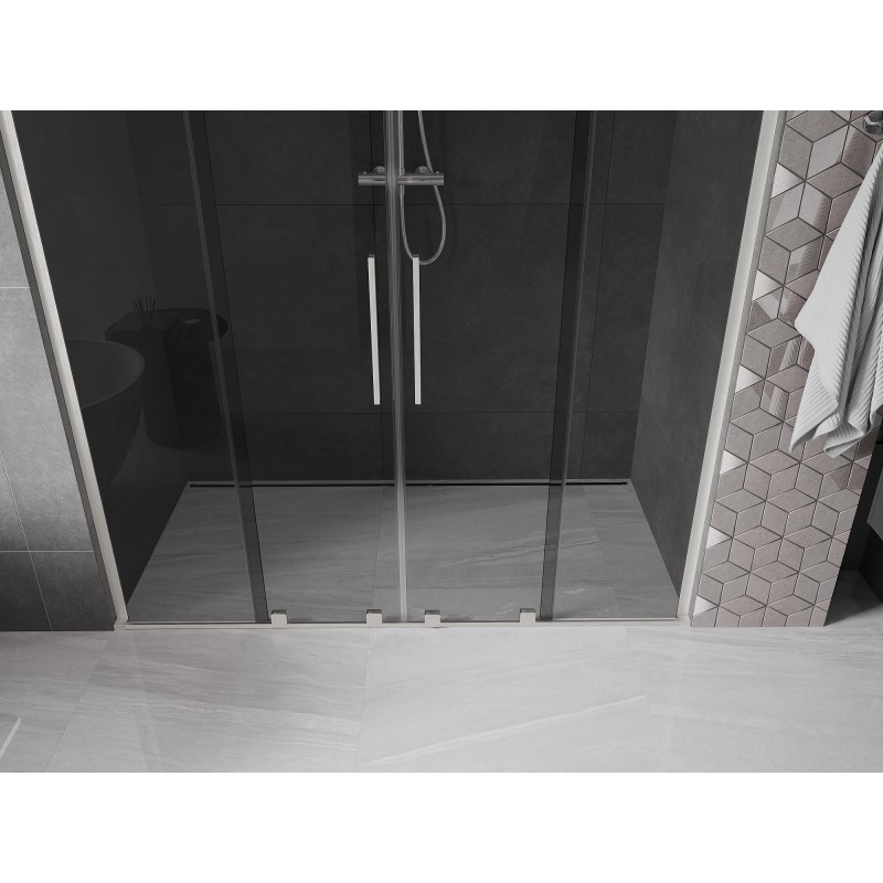 Mexen Velar L Duo Duschschiebetüren 200 cm, grafit, gebürsteter Nickel - 871-200-003-42-97