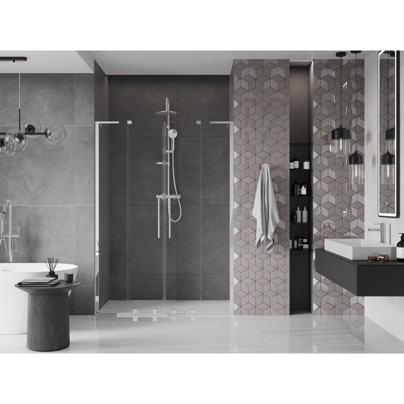 Mexen Velar L Duo Schiebeduschtür 140 cm, transparent, Chrom - 871-140-003-02-01