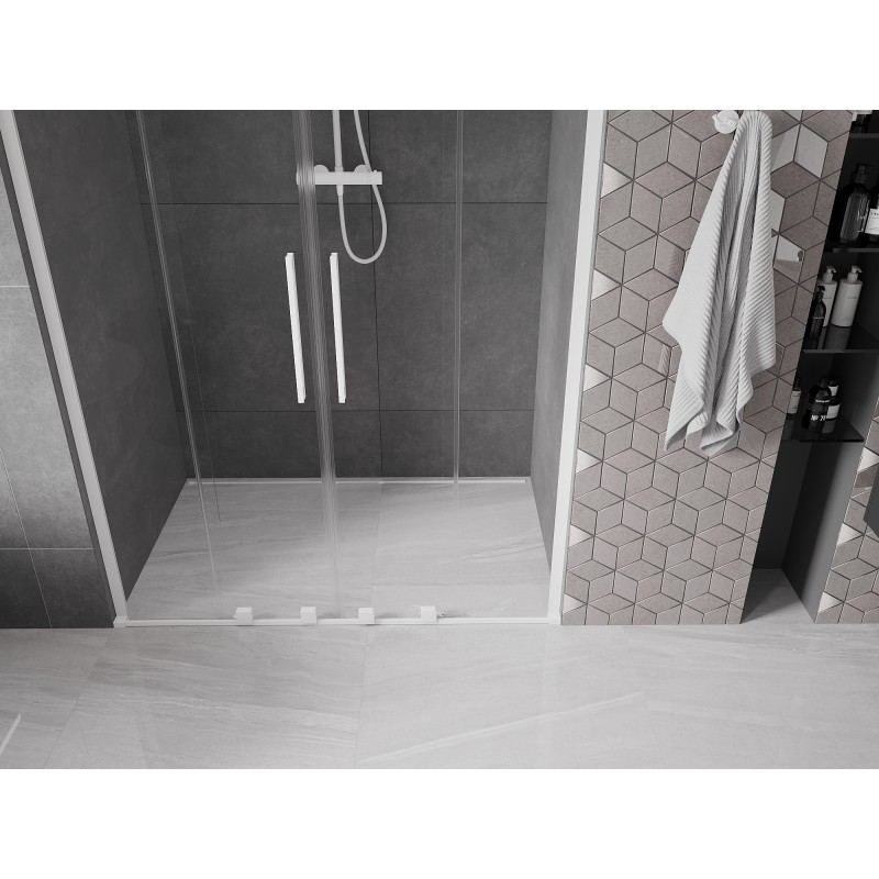 Mexen Velar L Duo Schiebetüren Duschtür 160 cm, transparent, weiß - 871-160-003-02-20
