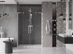Mexen Velar L Duo Schiebetüren Dusche 150 cm, transparent, weiß - 871-150-003-02-20