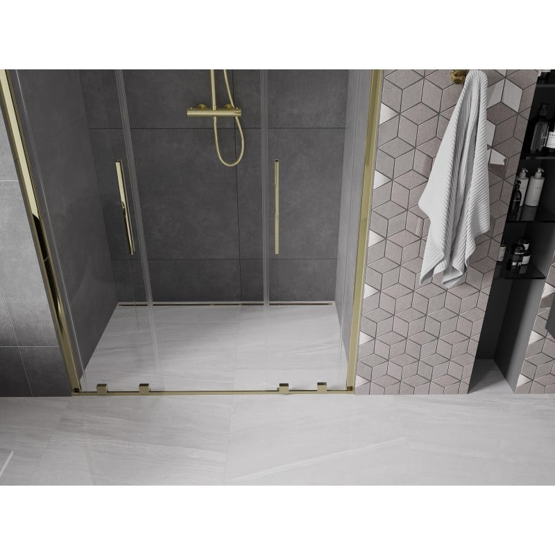 Mexen Velar L Duo Schiebetür für Dusche 140 cm, transparent, gold - 871-140-003-02-50