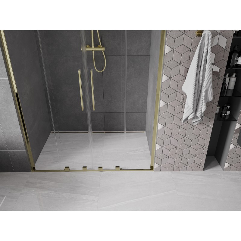 Mexen Velar L Duo Schiebetüren 150 cm, transparent, golden - 871-150-003-02-50