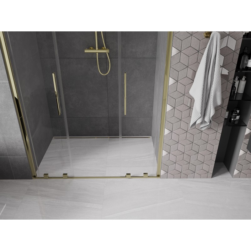 Mexen Velar L Duo Schiebetüren 160 cm, transparent, gold - 871-160-003-02-50