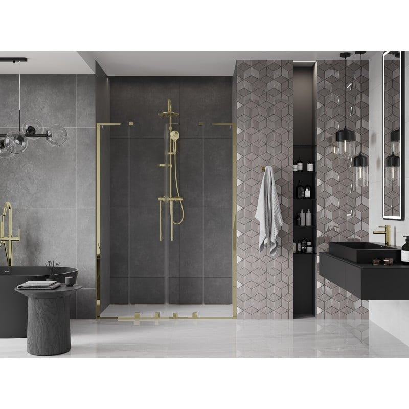 Mexen Velar L Duo Schiebetüren 160 cm, transparent, gold - 871-160-003-02-50