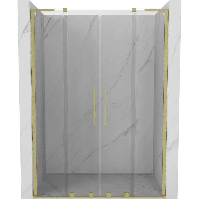 Mexen Velar L Duo Schiebetüren für Duschkabine 140 cm, transparent, gebürstetes Gold - 871-140-003-02-55