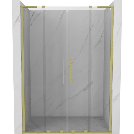 Mexen Velar L Duo Schiebetür 160 cm, transparent, gebürstetes Gold - 871-160-003-02-55