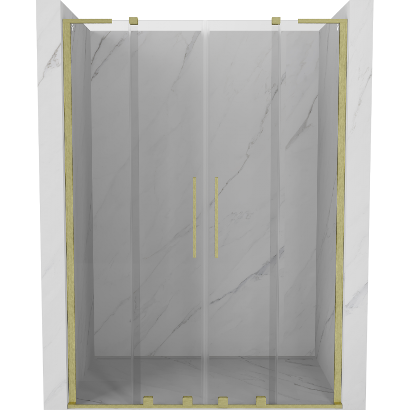 Mexen Velar L Duo Duschschiebetür 150 cm, transparent, gebürstetes Gold - 871-150-003-02-55