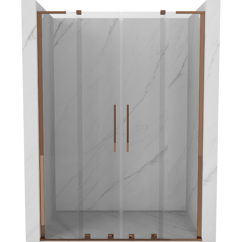 Mexen Velar L Duo Schiebetür Duschwand 140 cm, transparent, Roségold - 871-140-003-02-60