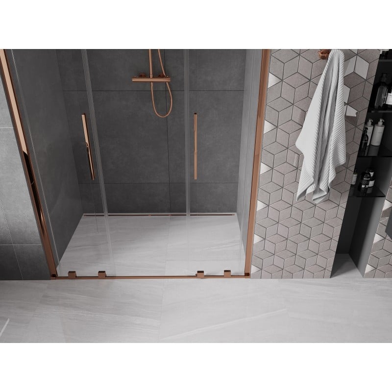 Mexen Velar L Duo Duschschiebetür 160 cm, transparent, Roségold - 871-160-003-02-60