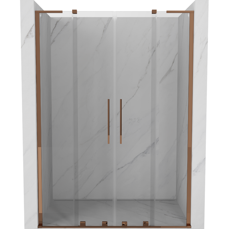Mexen Velar L Duo Schiebetür-Duschabtrennung 150 cm, transparent, Roségold - 871-150-003-02-60